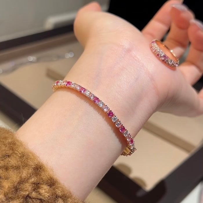 Oogverblindende roze Ombré-tennisarmband