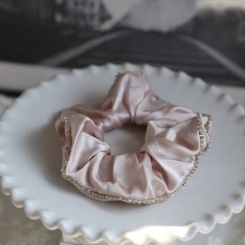 100% zijde oogverblindende haarscrunchie - 19 mm - diamantversiering
