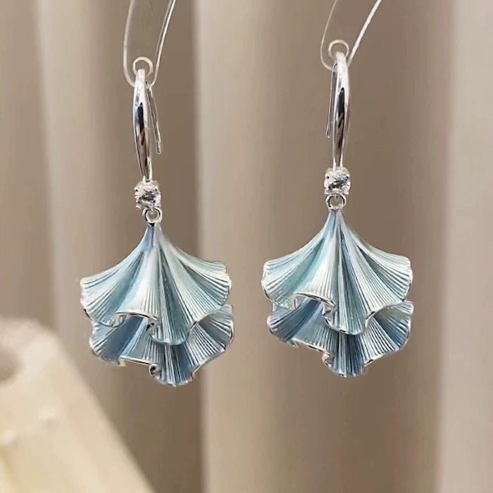 Ginkgo blad rok oorbellen-blauw & paars