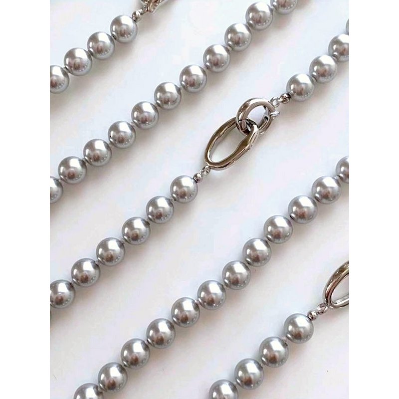 Zilveren mist parel kralen ketting