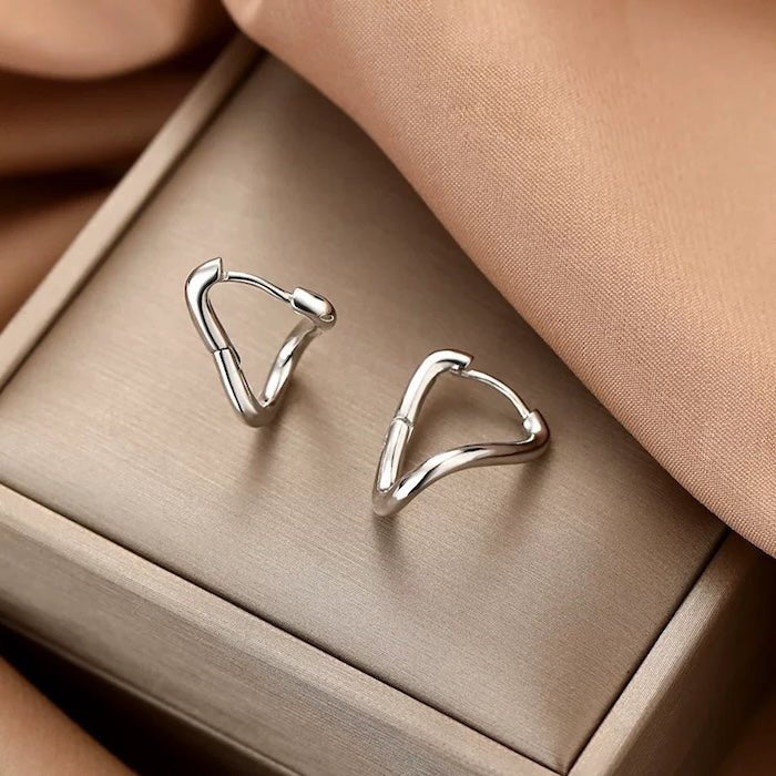 Sterling Silver Geometric Loop-oorbellen-één paar