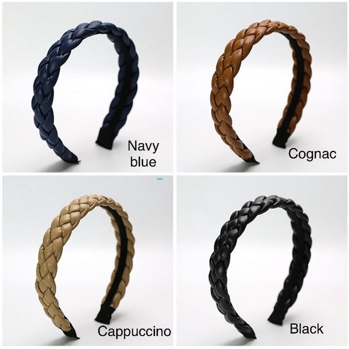 Gevlochten hoofdband in leerlook