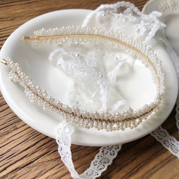 Handgemaakte delicate parels hoofdband