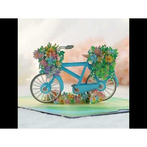3D -kaart - Flower Bicycle Verjaardagskaart