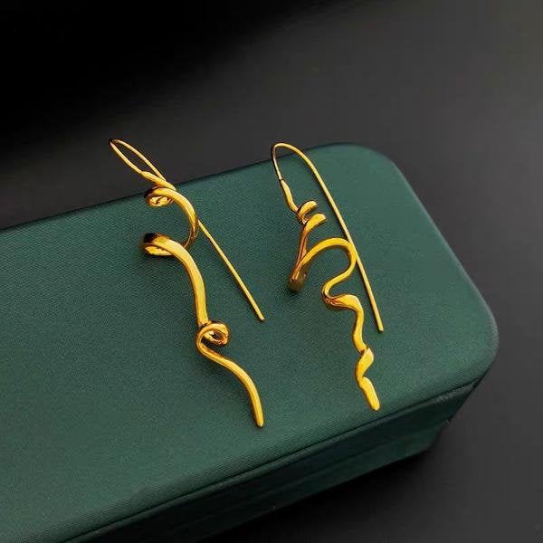 Minimalistische Swirl Line Drop Earring
