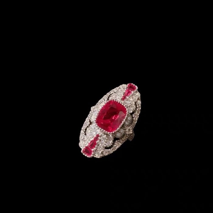 Art Deco stijl Ruby statement ring