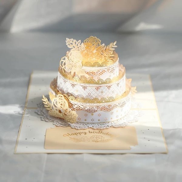 3D-verjaardagskaart - Luxe Lace Cake-ontwerp