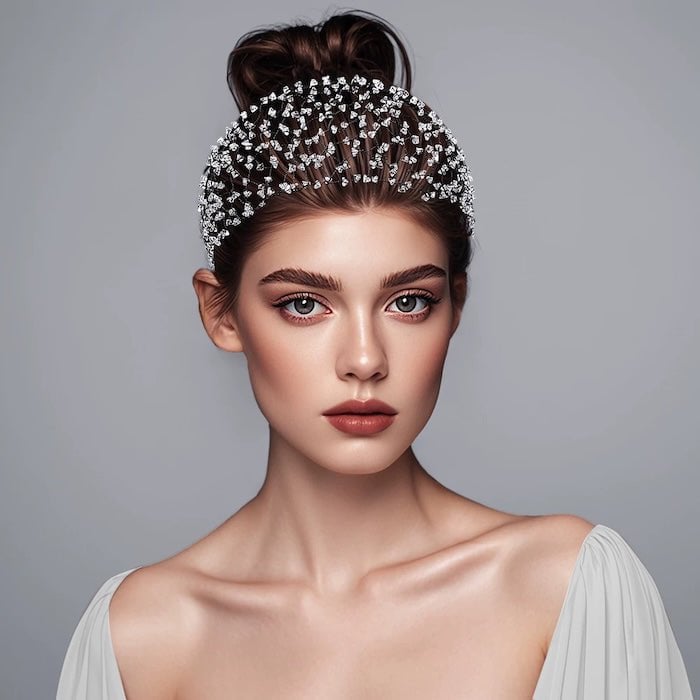 Luxe gebreid kristallen haarnetje