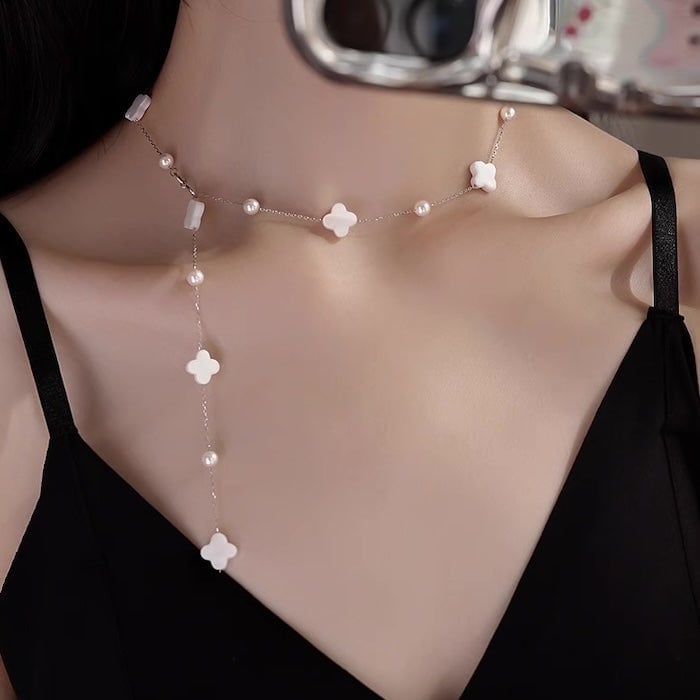 Dikke parelketting armbandenset