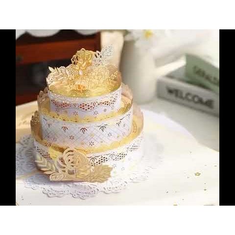 3D-verjaardagskaart - Luxe Lace Cake-ontwerp