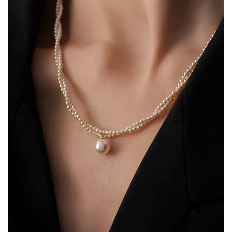 Dubbele streng parel kralen ketting