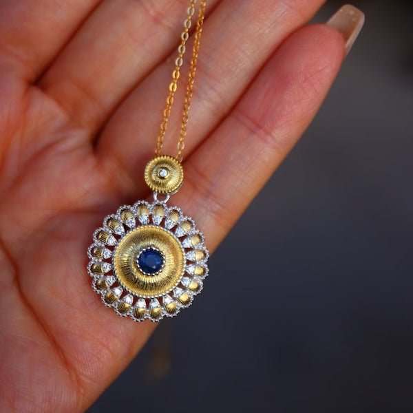 Saffier Soleil hanger ketting