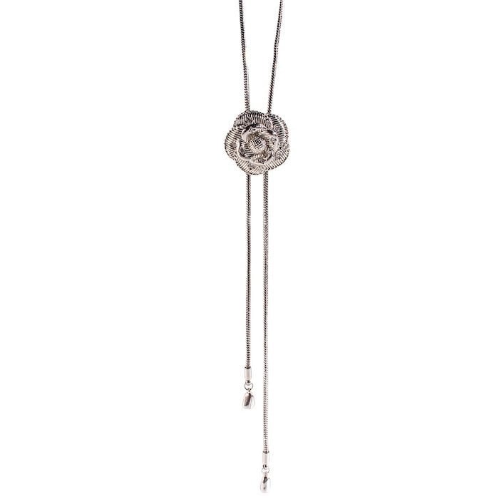 Verfijnde zilveren Camellia ketting en oorbellen set