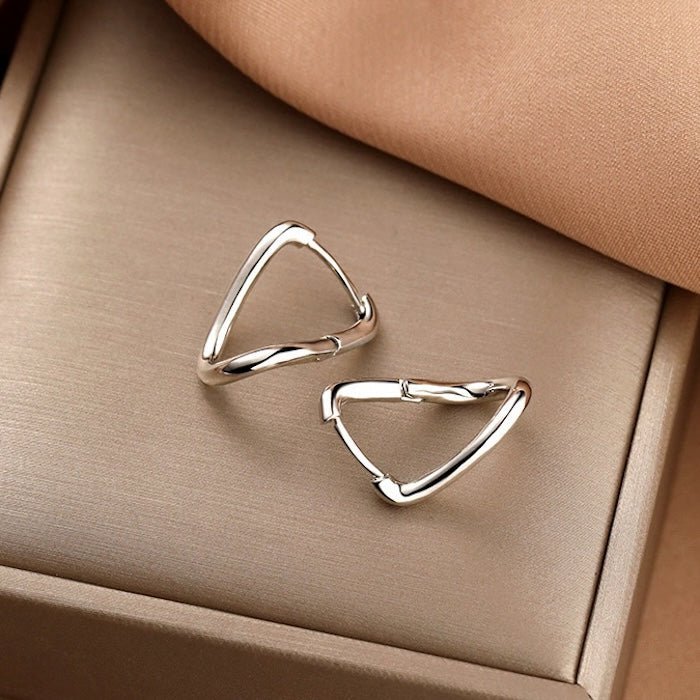 Sterling Silver Geometric Loop-oorbellen-één paar