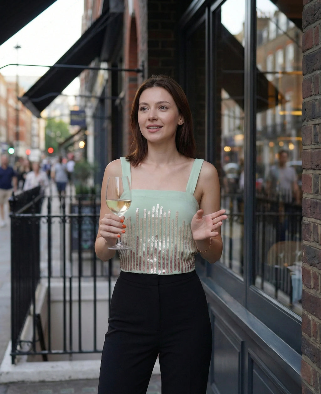 Crop Top with Hand Embroidered Gradient Sequins-0
