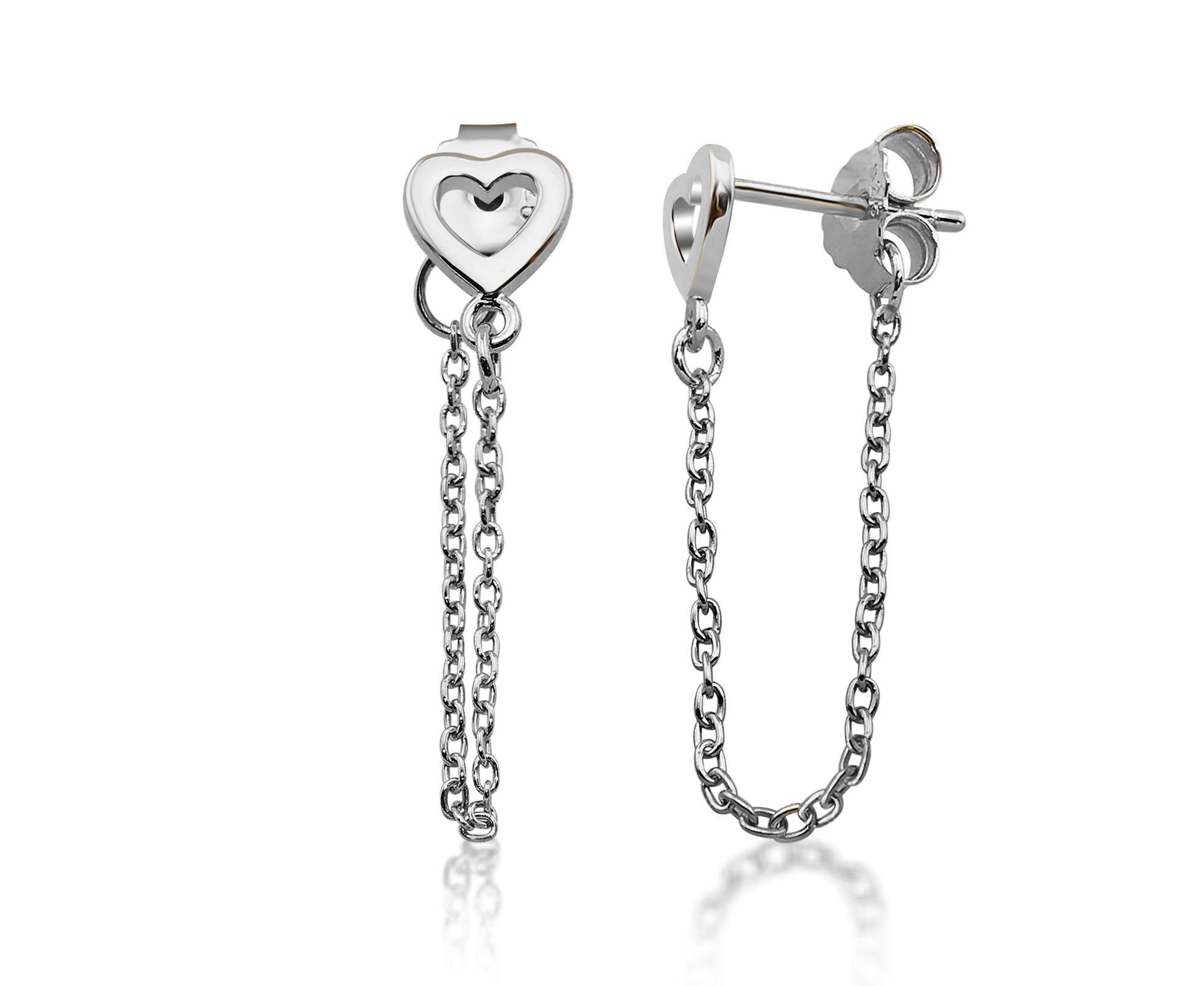Oorhangers Open Hart met Ketting Zilver JE022S-0