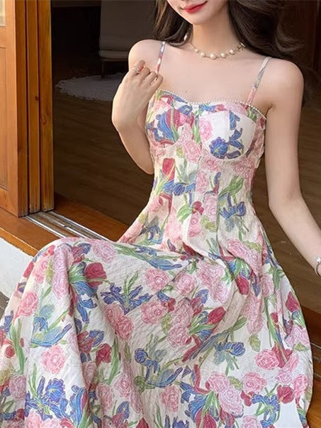 Amelia Floral Strap Midi Dress