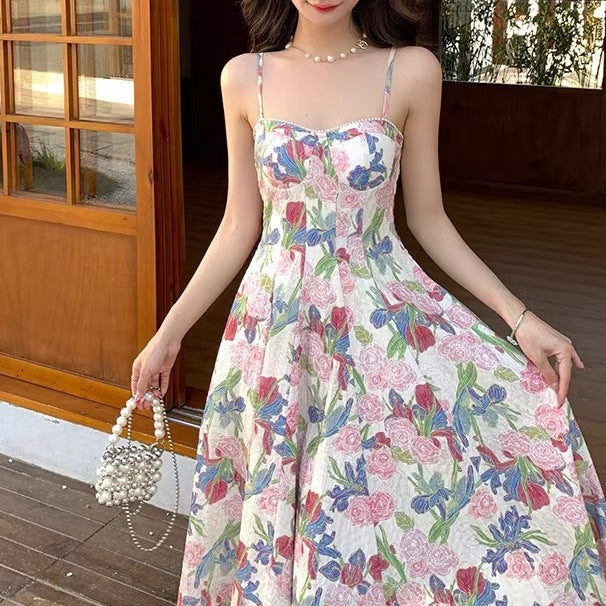 Amelia Floral Strap Midi Dress