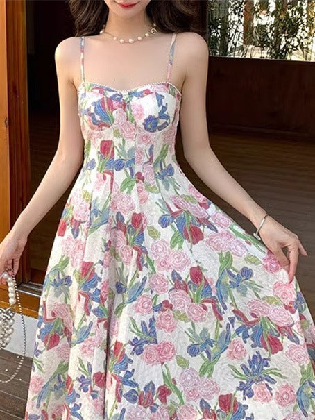 Amelia Floral Strap Midi Dress