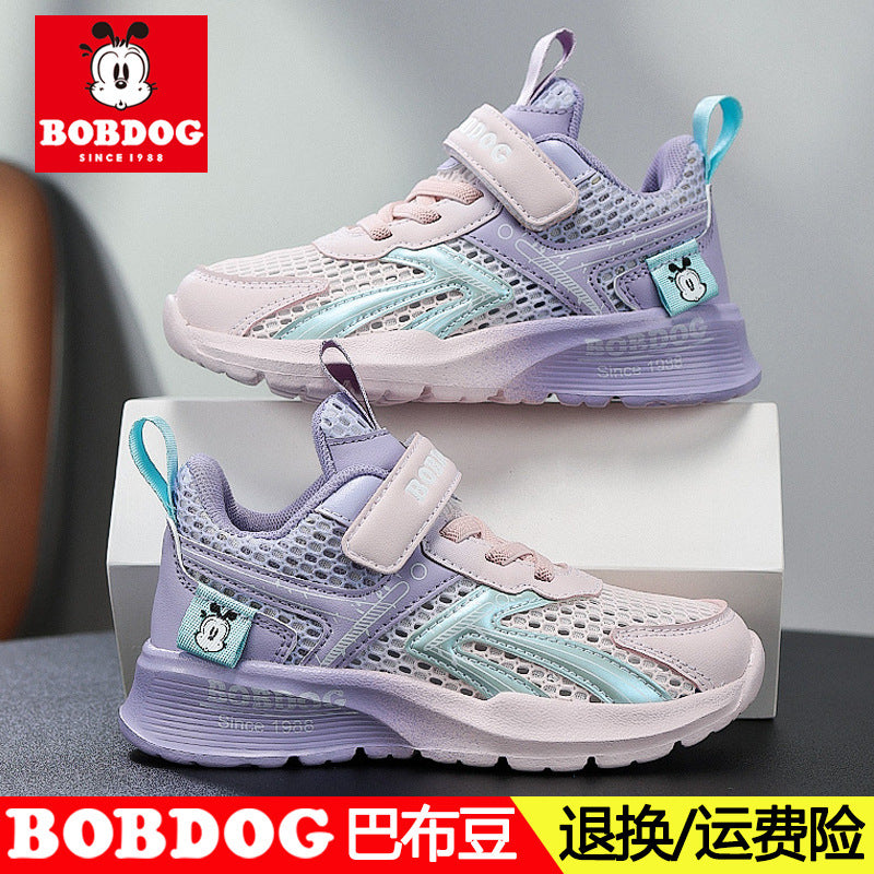 Babu bean children's shoes boys sneaker summer 2025 new hollow single mesh breathable mesh shoes big children's shoes