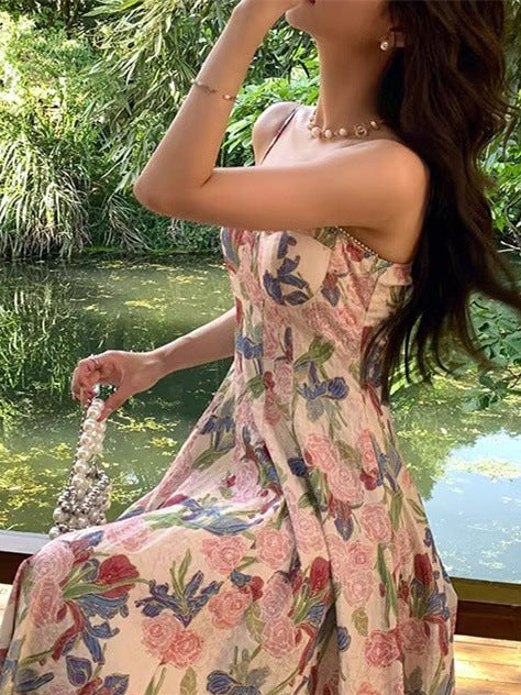Amelia Floral Strap Midi Dress