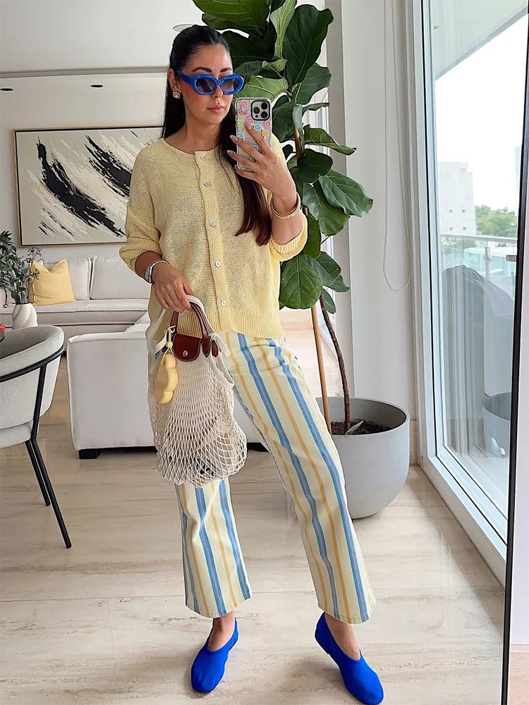 Amara Stripe Wide-Leg Pants