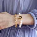 Zoetwaterparel kralen armband - bloemgesp