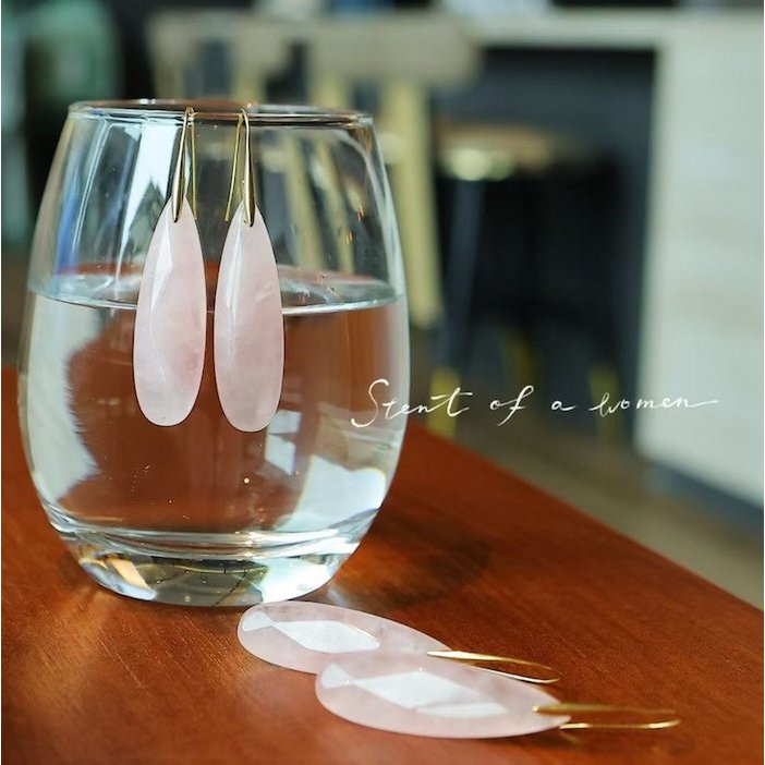 Minimalistische Rozenkwarts Waterdrop Oorbellen