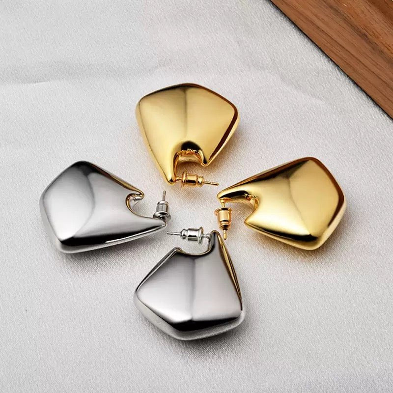 Geometrische oorbellen-goud en zilver