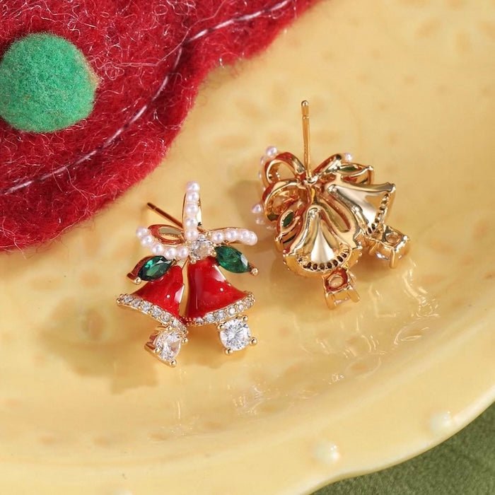 Kerst rode bel vergulde oorbellen