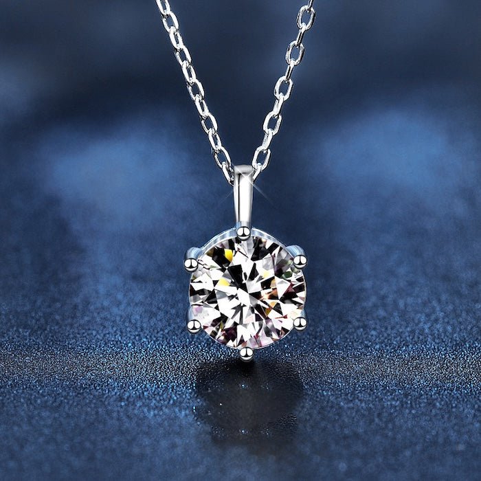 Klassieke 6-klauw Solitaire Moissanite hanger ketting