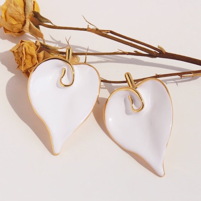 Oversized dikke Calla Lelie bloem oorbellen-wit & goud
