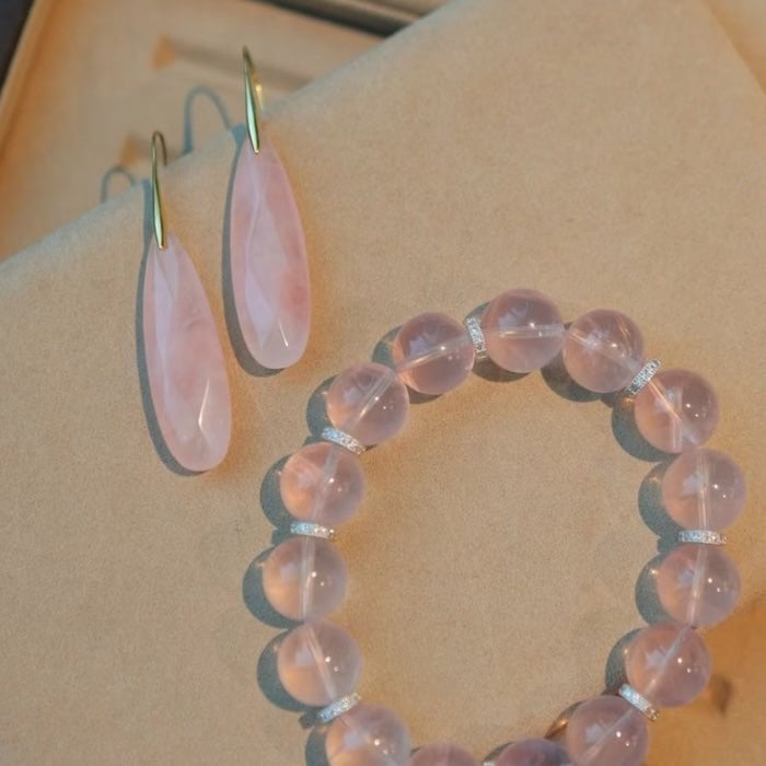 Minimalistische Rozenkwarts Waterdrop Oorbellen