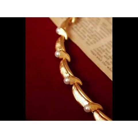 Vintage geïnspireerde parel lint ketting