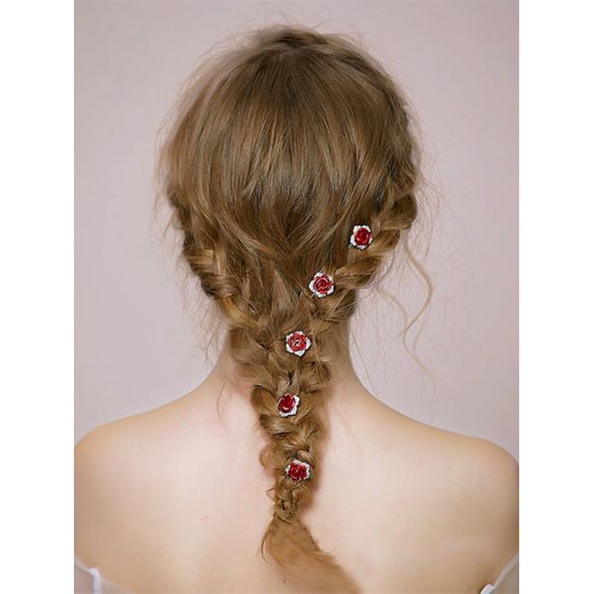 Scarlet Rose bruidshaarspelden-één set van 8