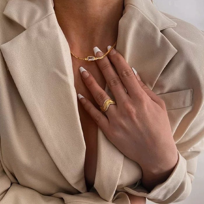 Luxe accordeon gevouwen getextureerde ring