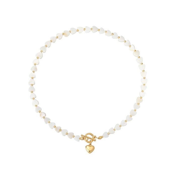 Parelmoer hart charme ketting