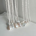 Glitter munt barokke parel hanger ketting