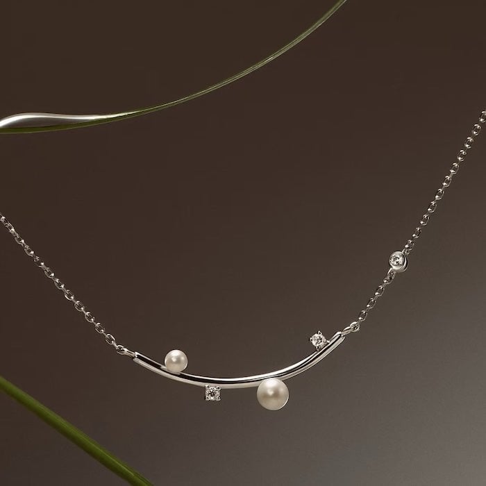 Sterling Silver Starry Pearl en Crystal Necklace