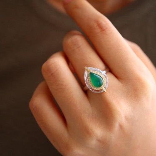 Vorstelijke groene Onyx traanring