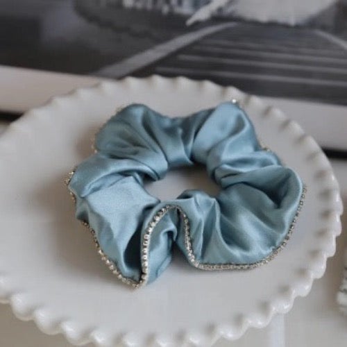 100% zijde oogverblindende haarscrunchie - 19 mm - diamantversiering