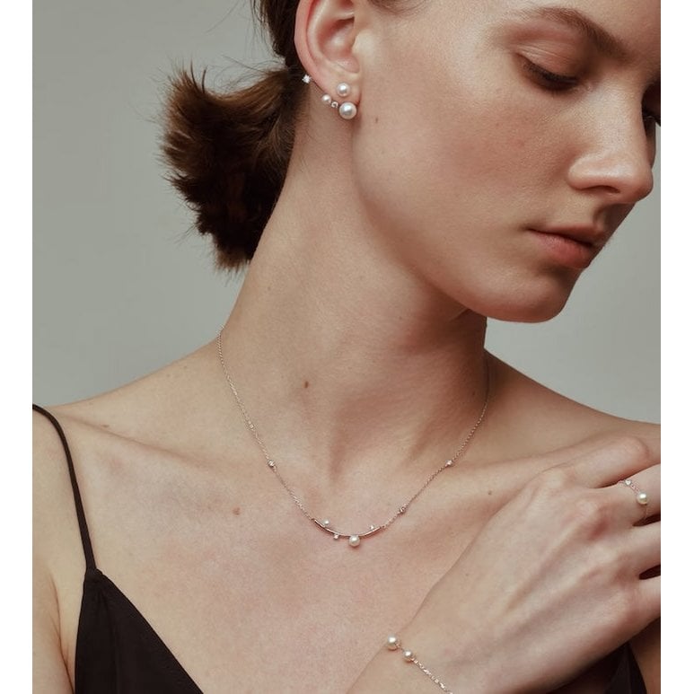 Sterling Silver Starry Pearl en Crystal Necklace