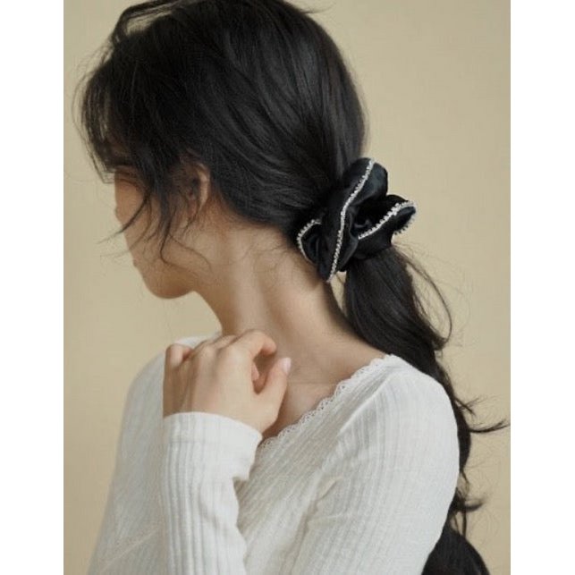 100% zijde oogverblindende haarscrunchie - 19 mm - diamantversiering