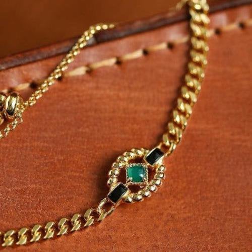 Luxe Schakelarmband met Groene Onyx
