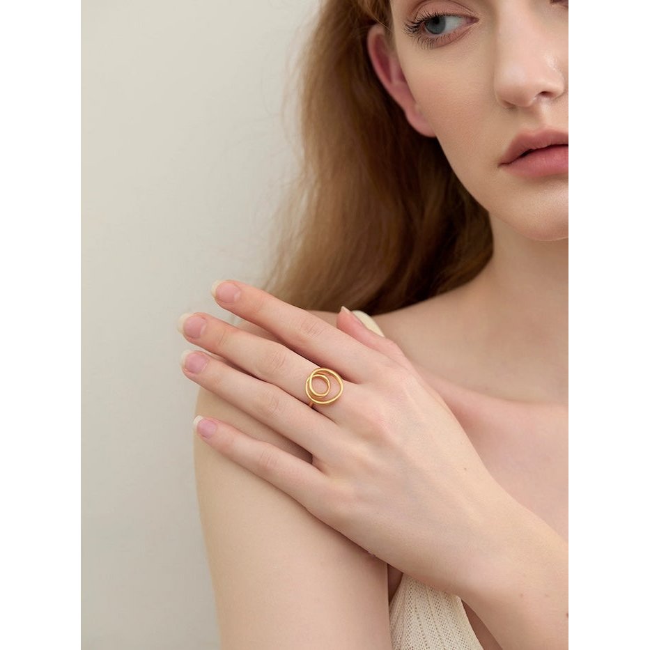 Minimalistische Swirl Line Ring - Goud en zilver