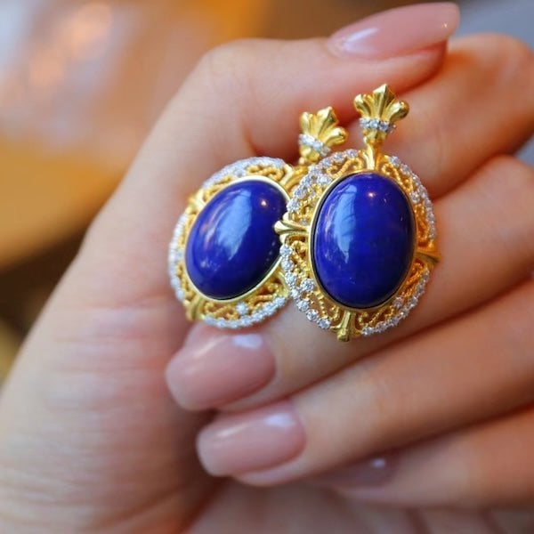Renaissance Lapis Lazuli verklaring oorbellen