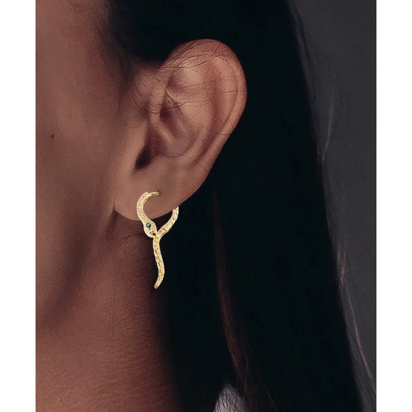 Unieke Green-eye Cobra Design oorbellen - goud en zilver