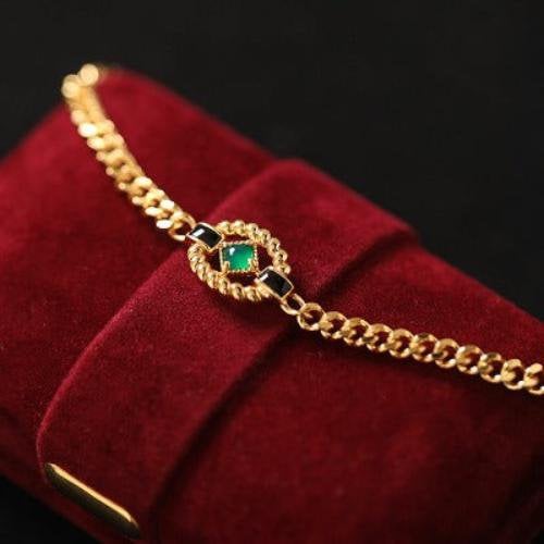 Luxe Schakelarmband met Groene Onyx