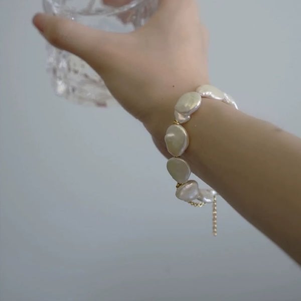 Unieke barokke parelmuntkralenarmband