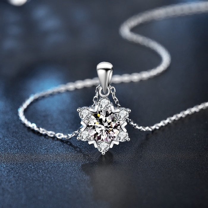 Luxe 1CT Moissanite Sneeuwvlok ketting
